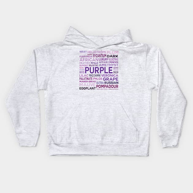 Word Cloud - Shades of Purple (White Background) Kids Hoodie by inotyler